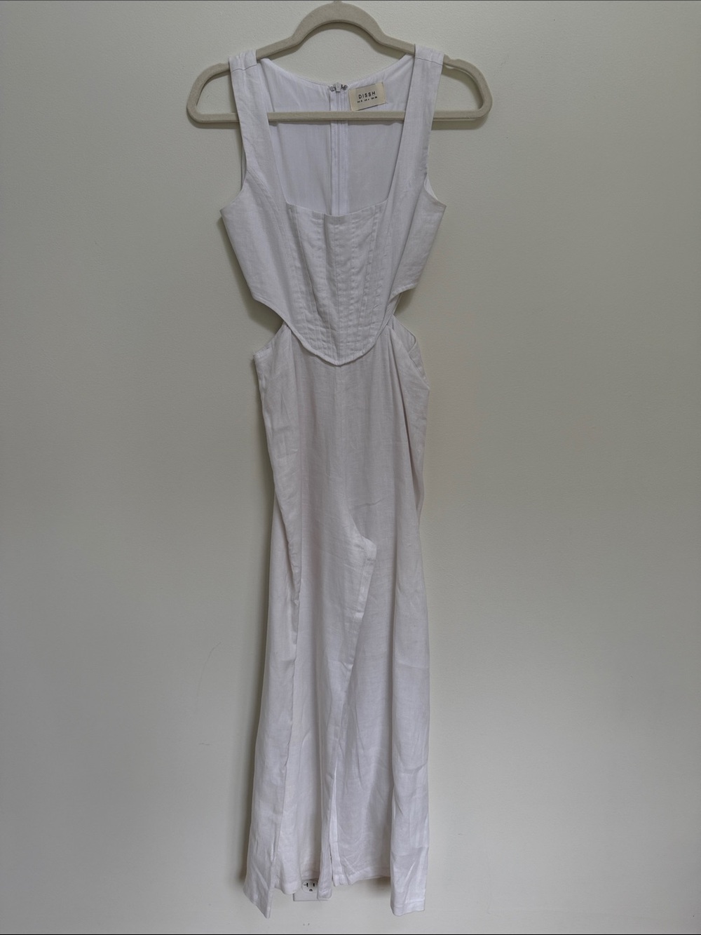 DISSH White Backless Corset linen jumpsuit